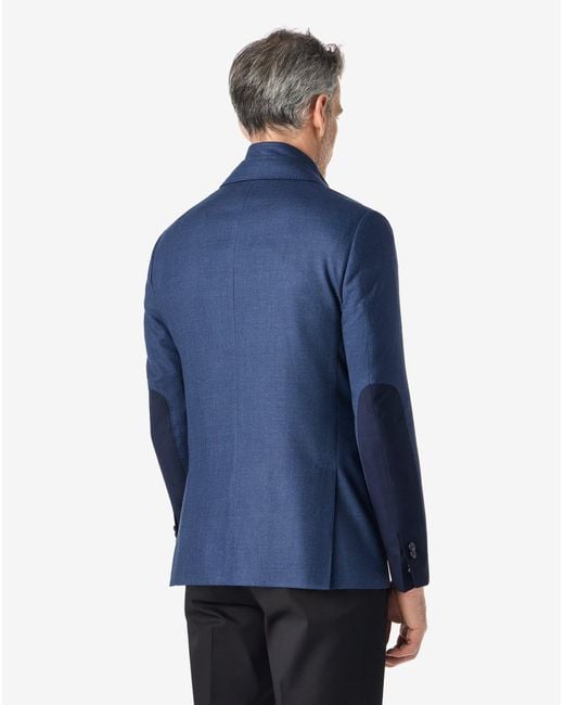 Corneliani Blue Silk And Wool Jacket With Inner Vest for men
