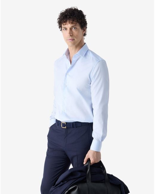 Corneliani Blue Cotton Twill Shirt for men