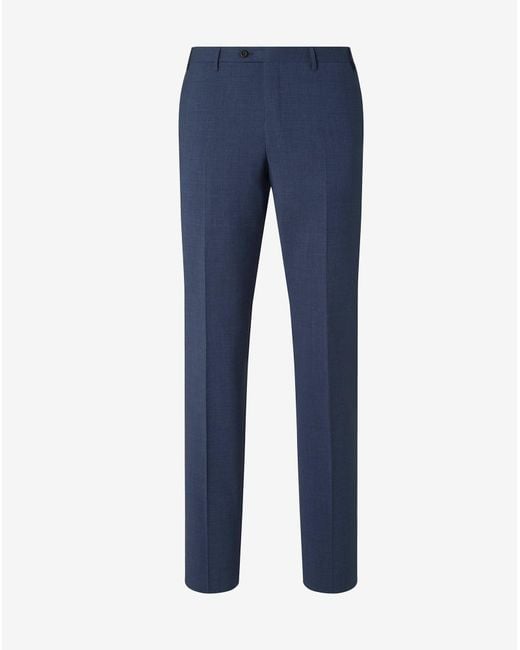 Corneliani Blue Stretch Wool Bengaline Trousers for men