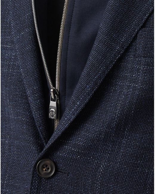 Corneliani Blue Wool And Linen Jacket With Inner Vest for men
