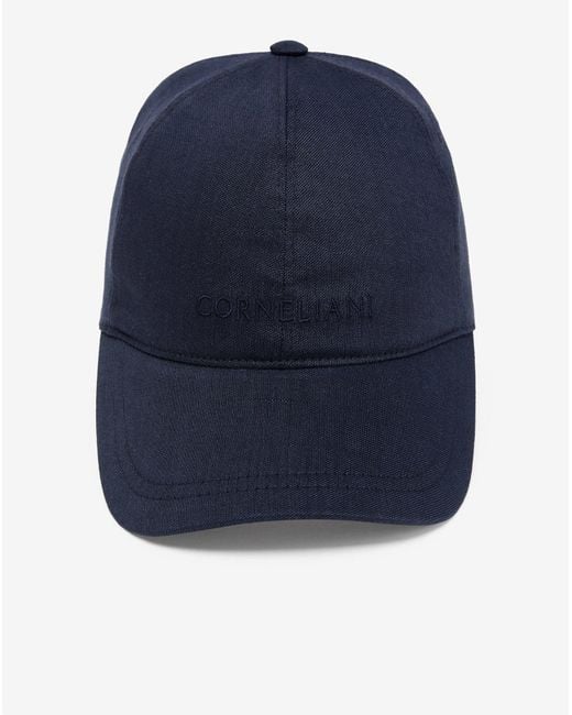 Corneliani Blue Linen, Wool And Mohair Baseball Cap for men