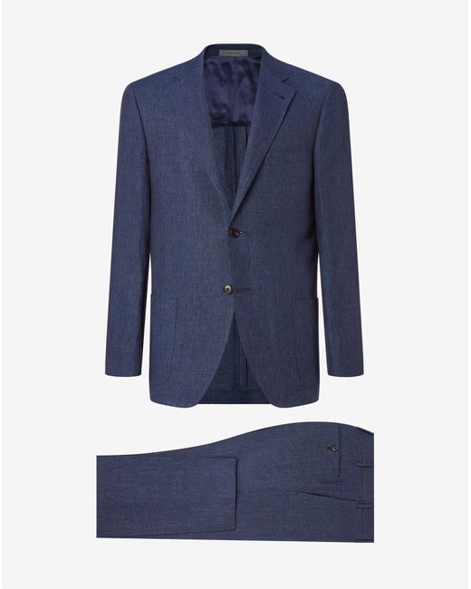 Corneliani Blue Linen Chambray Suit for men