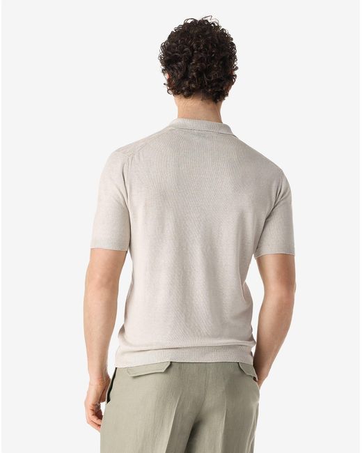 Corneliani White Light Buttonless Linen Polo Shirt for men