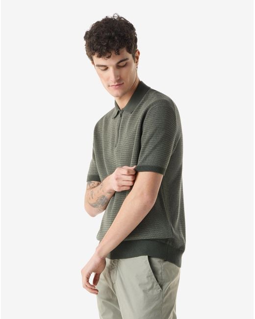 Corneliani Green Zipped Pure Cotton Polo Shirt for men