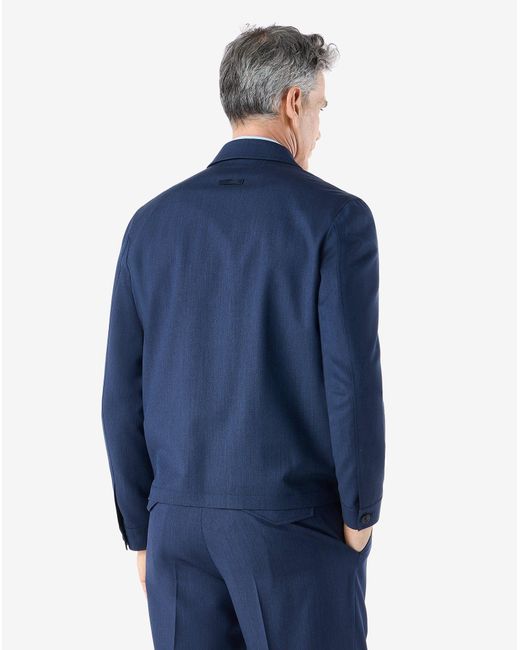 Corneliani Blue Wool, Silk And Mohair Overshirt for men