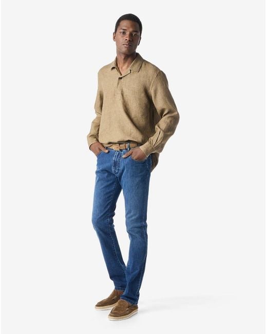 Corneliani Blue 5-Pocket Trousers Made From Stretch Denim for men