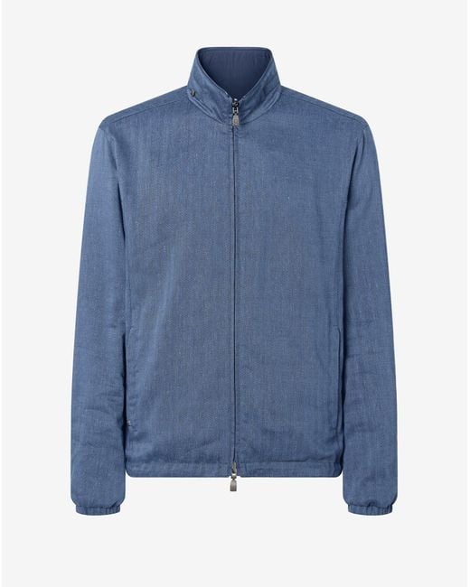 Corneliani Blue Linen-Blend Jacket for men