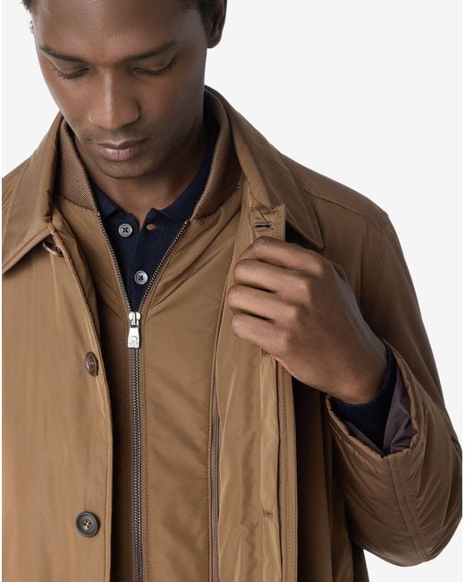 Corneliani Brown Technical Fabric Trench Coat With Detachable Vest for men