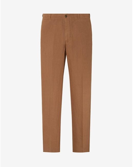 Corneliani Brown Rusty Pure Linen Trousers for men