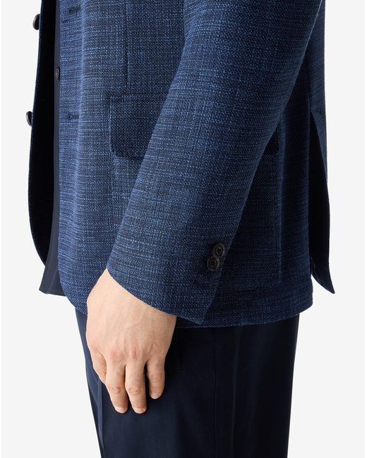 Corneliani Blue Wool, Silk And Stretch Cotton Jacket for men