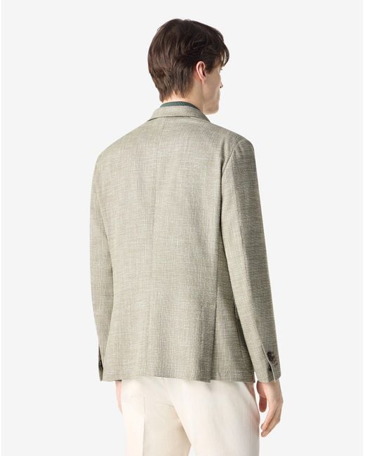 Corneliani Natural Light Wool, Silk And Stretch Cotton Jacket for men