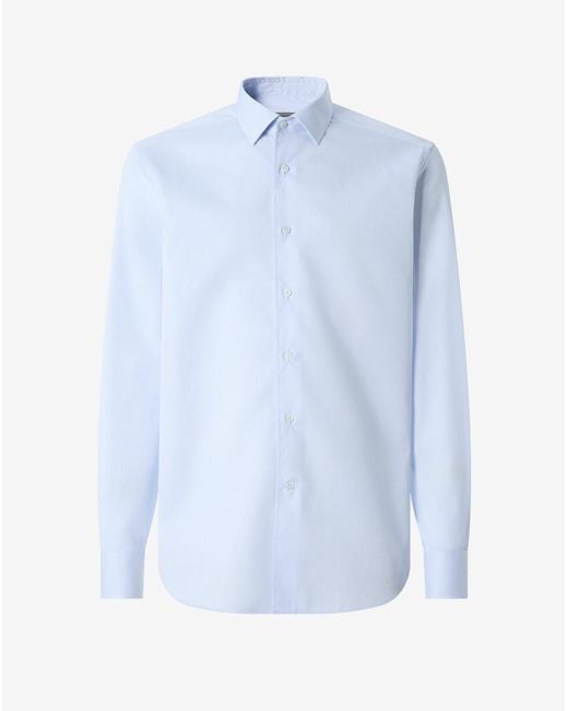 Corneliani Blue Cotton Twill Shirt for men