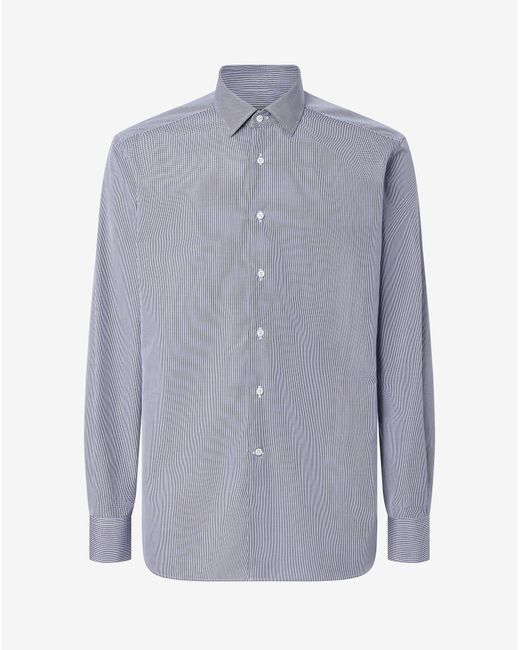 Camicia Con Microquadretto Bianco E di Corneliani in Blue da Uomo