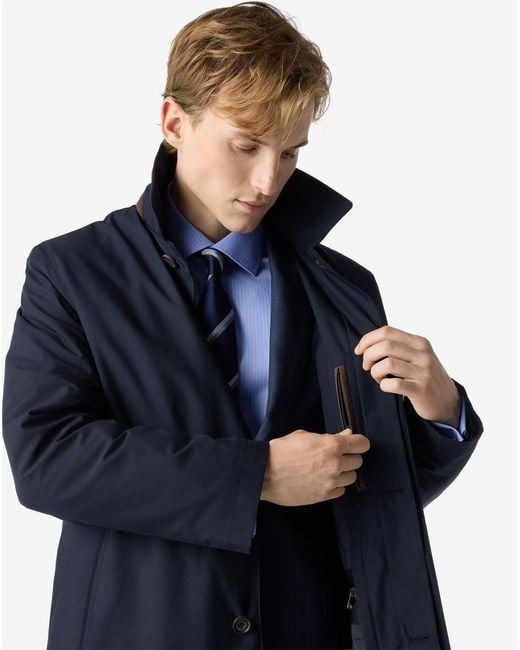 Corneliani Blue Technical Fabric Trench Coat With Detachable Inner Lining for men