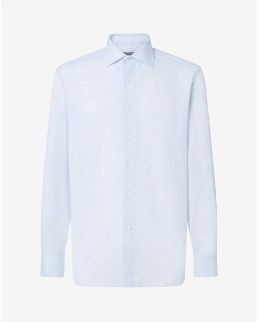 Corneliani White Light Chambray Linen Shirt for men