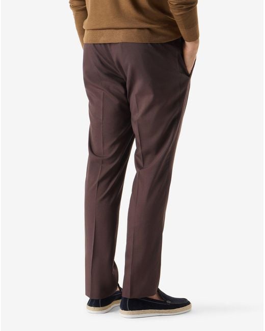 Corneliani Brown 160's Wool And Stretch Silk Trousers for men