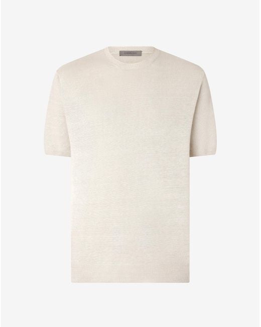 Corneliani White Pure Linen Crew Neck Knit for men