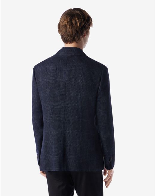 Corneliani Blue Wool And Linen Jacket With Inner Vest for men