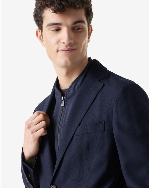 Corneliani Blue Pure Wool Jacket With Inner Vest for men
