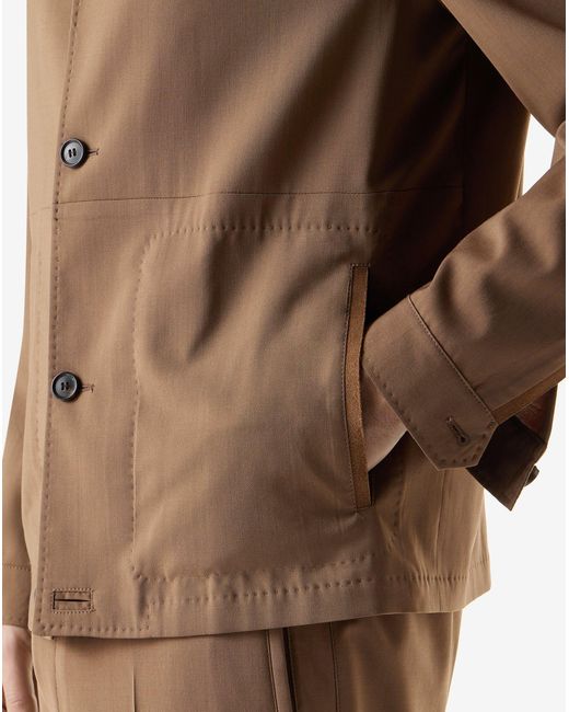 Corneliani Brown 120's Stretch-Wool Overshirt for men