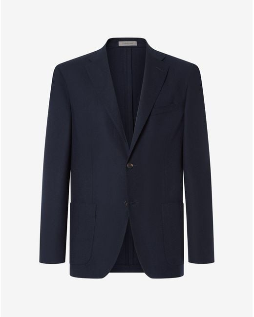 Corneliani Blue 160's Pure Wool Flannel Jacket for men
