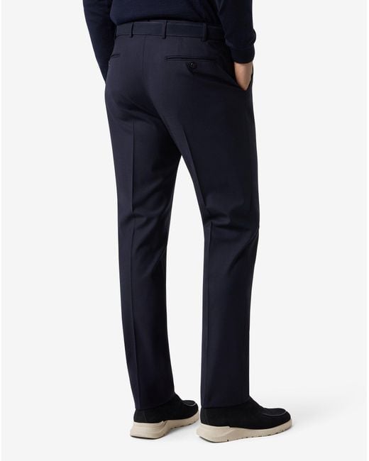 Corneliani Blue Stretch Wool Bengaline Trousers for men