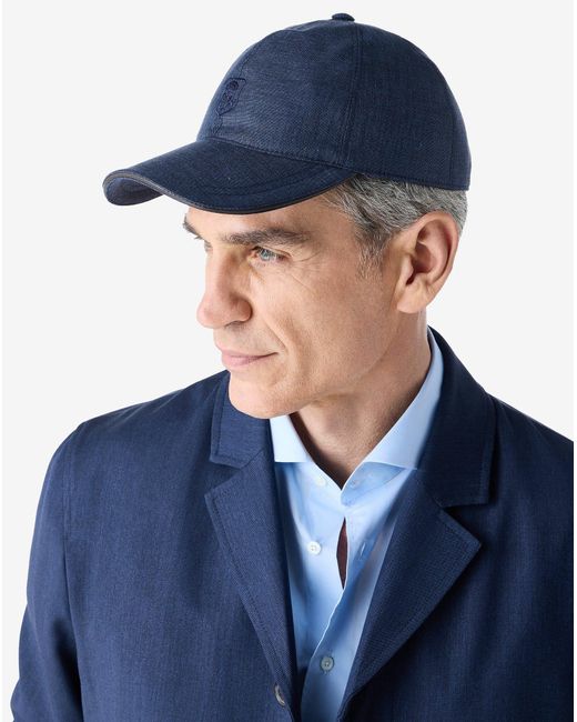 Corneliani Blue Wool, Linen And Silk Baseball Cap for men