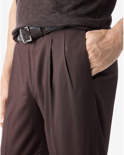 Corneliani Brown 160's Wool And Stretch Silk Trousers for men