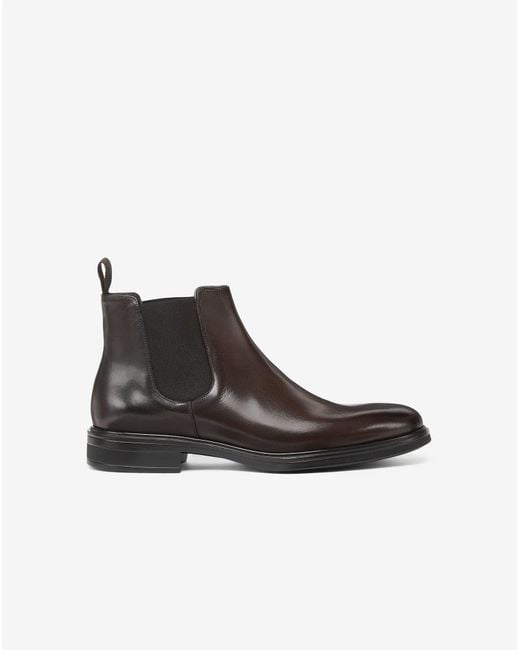 Corneliani White Aged Calfskin Chelsea Boots for men