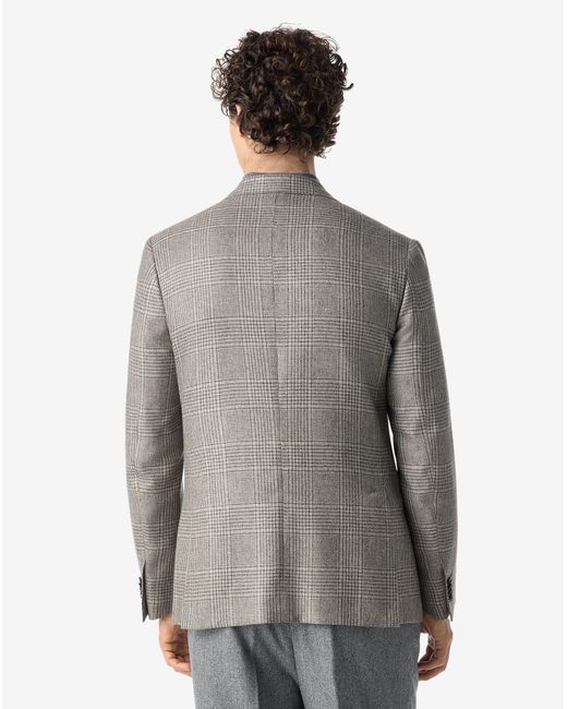 Corneliani Gray Melange Glen Plaid Pure Cashmere Jacket for men