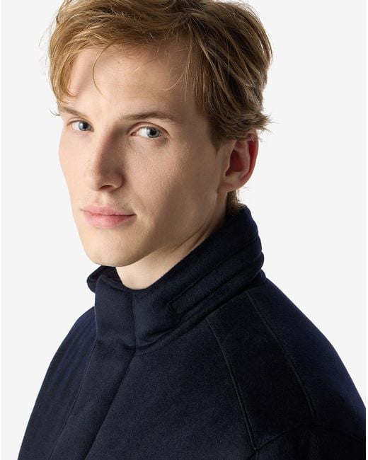 Corneliani Blue Melange Cashmere Blend Field Jacket for men