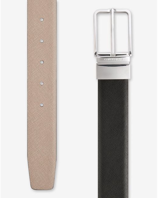 Corneliani Black Taupe Leather Belt for men