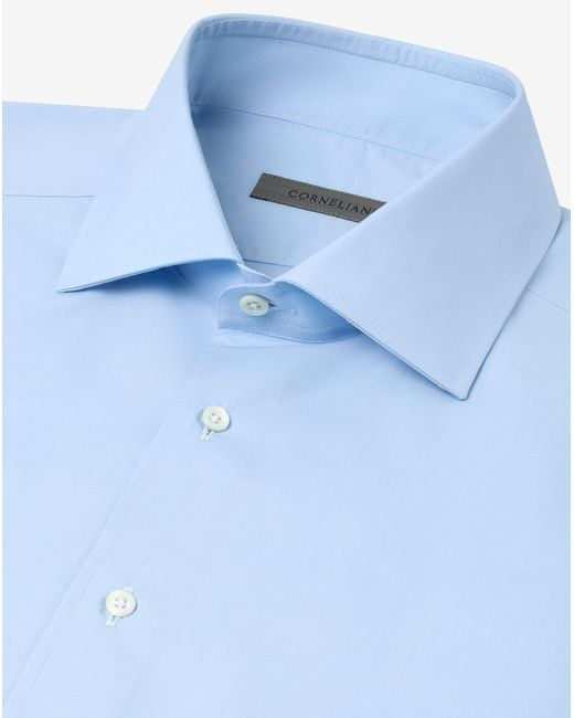Corneliani Blue Light Cotton Poplin Shirt for men