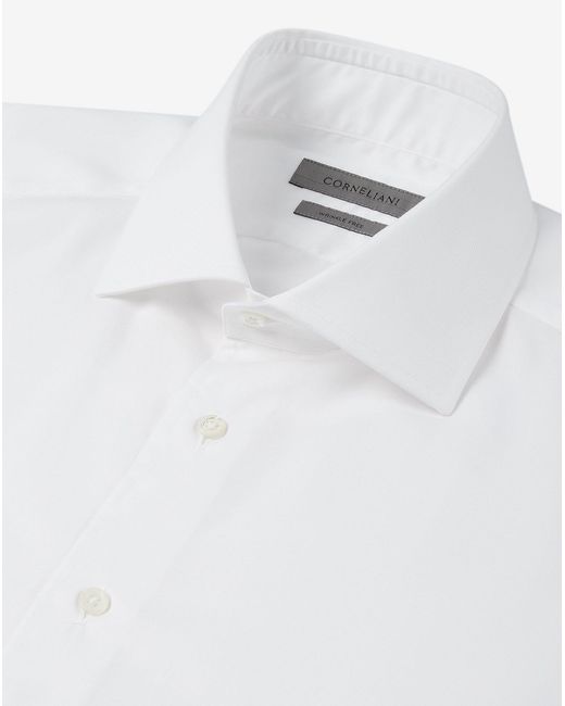 Corneliani White Cotton Twill Shirt for men