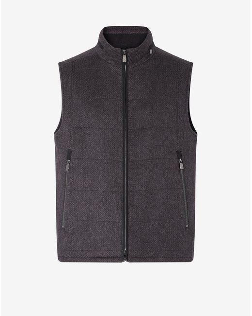 Corneliani Blue Micropatterned Silk And Cashmere Waistcoat for men