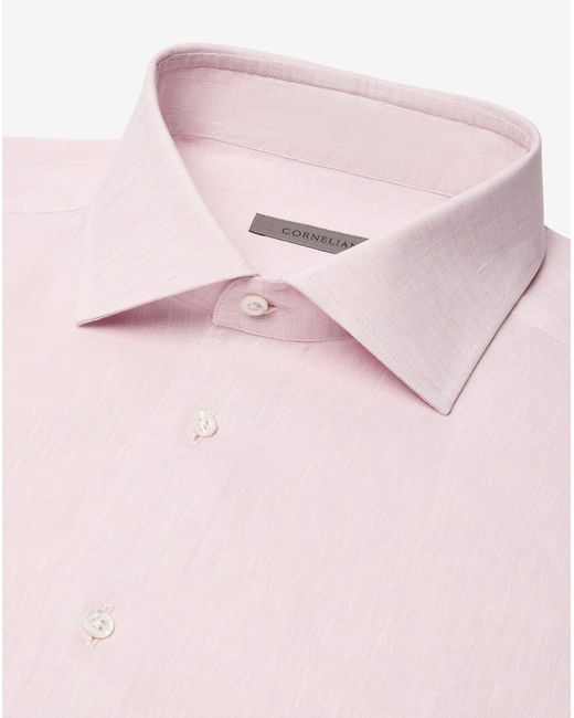 Corneliani Pink Chambray Linen Shirt for men