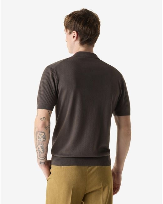Corneliani Black Buttonless Pima Cotton Polo Shirt for men