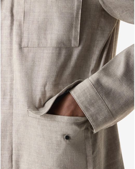 Corneliani White Sand Linen, Stretch Wool Field Jacket for men