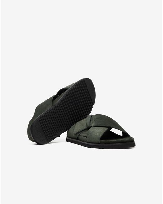 Corneliani Green Dark Sandals With Suede Crossover Straps for men