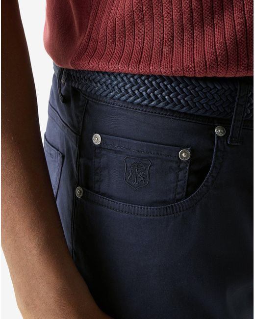 Corneliani Blue Garment-Dyed Stretch Cotton Jeans for men