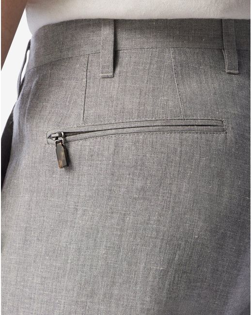 Corneliani Gray Wool And Linen Chambray Trousers for men