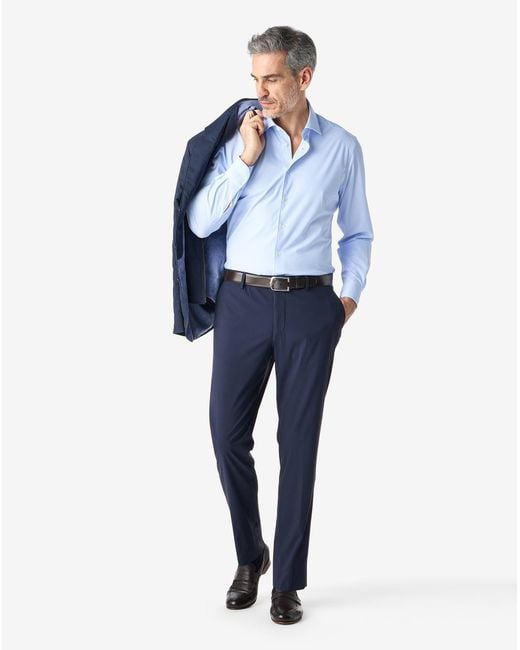 Corneliani Blue Dark Technical Wool Fabric Chinos for men