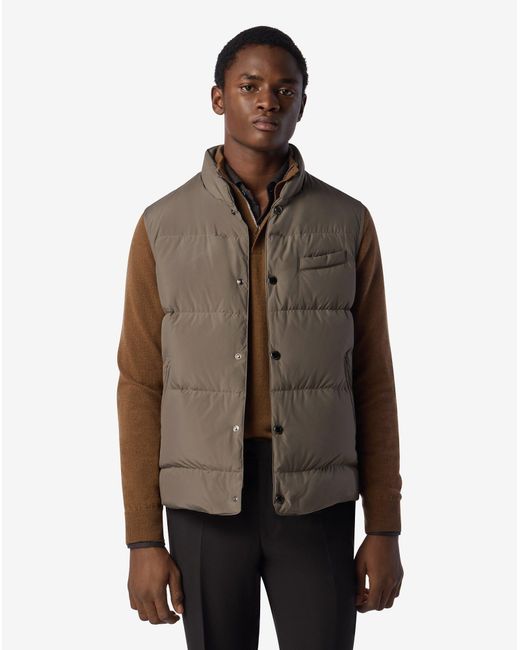 Corneliani Brown Quilted Poplin Waistcoat for men