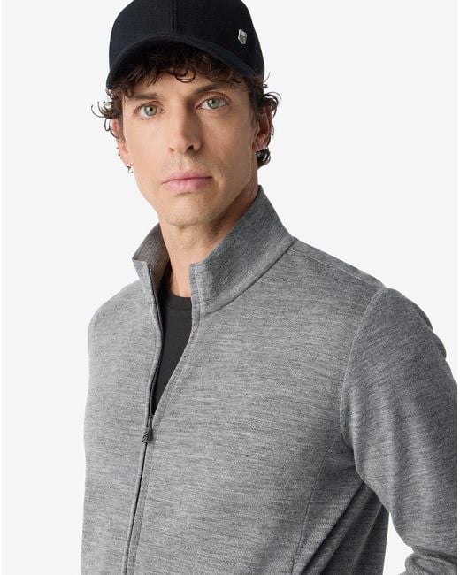 Corneliani Gray Light And Dark Melange Wool And Cotton Double Hoodie for men