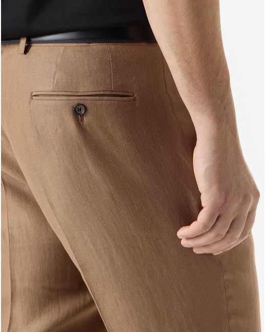 Corneliani Natural Linen-Twill Chino Trousers for men