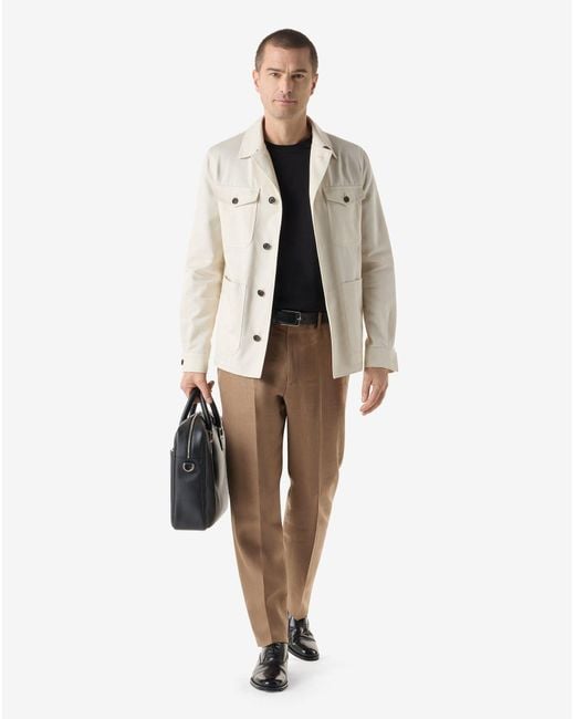 Corneliani Natural Linen-Twill Chino Trousers for men