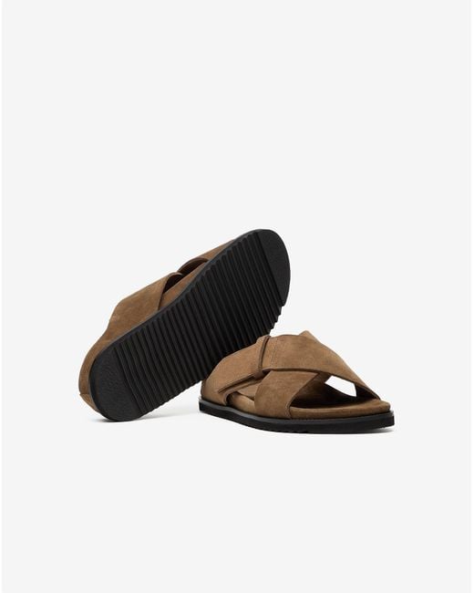Corneliani Brown Light Sandals With Suede Crossover Straps for men