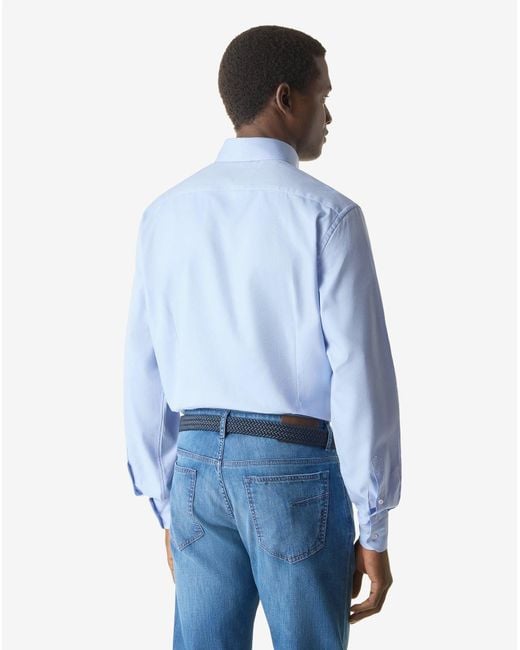 Corneliani Blue Pale Royal Oxford Cotton Shirt for men