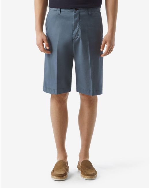 Corneliani Blue Stretch Satin Bermuda Shorts for men