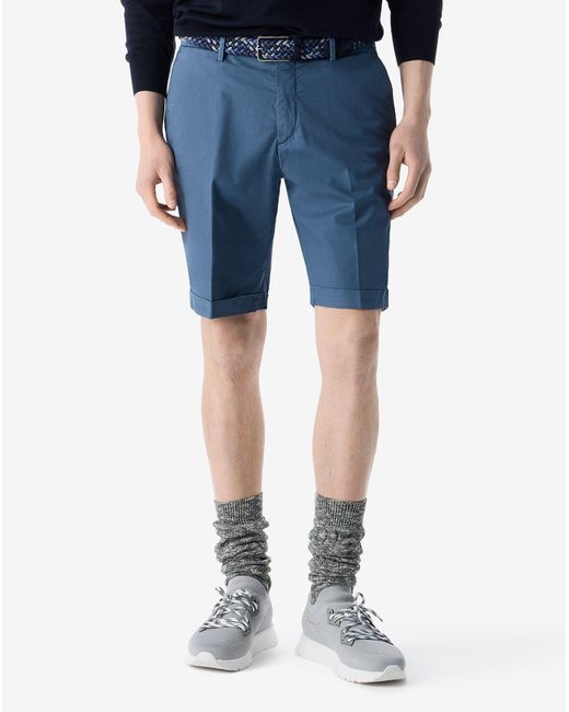 Corneliani Blue Garment-Dyed Aviator Gabardine Bermuda Shorts for men